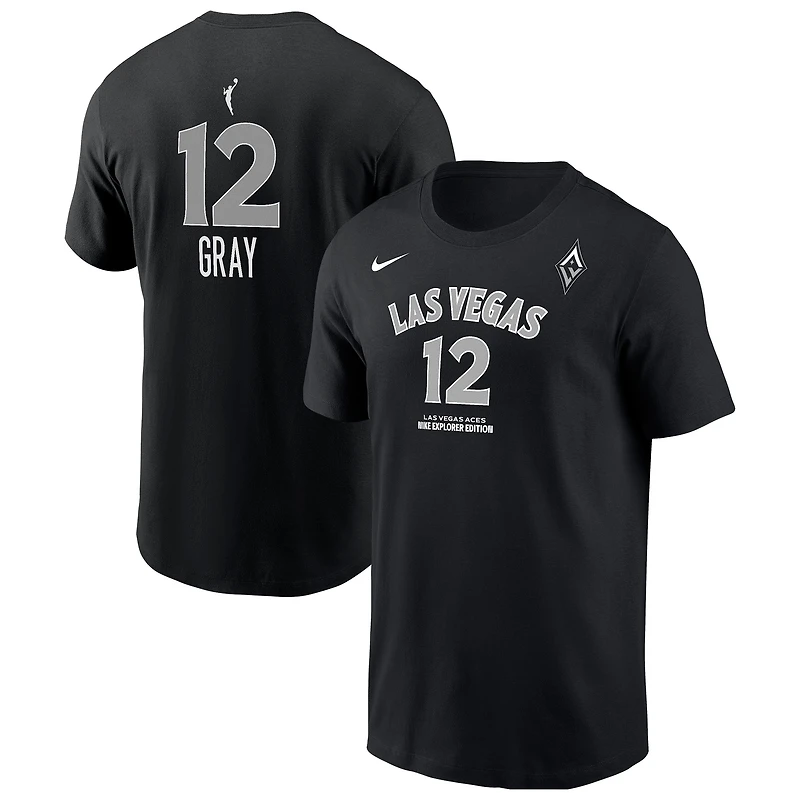 Men's Nike Chelsea Gray Black Las Vegas Aces Explorer Edition Name & Number T-Shirt