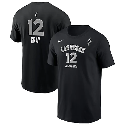 Men's Nike Chelsea Gray Black Las Vegas Aces Explorer Edition Name & Number T-Shirt