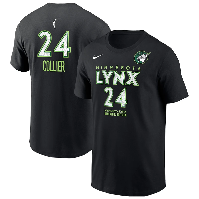 Men's Nike Napheesa Collier Black Minnesota Lynx Rebel Edition Name & Number T-Shirt