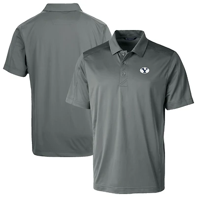 Men's Cutter & Buck Gray BYU Cougars Prospect Eco Textured Stretch Recycled Polo