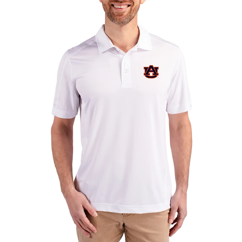 Men's Cutter & Buck White Auburn Tigers Prospect Eco Textured Stretch Recycled Polo