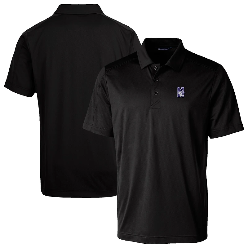 Men's Cutter & Buck Black Northwestern Wildcats Prospect Eco Textured Stretch Recycled Polo