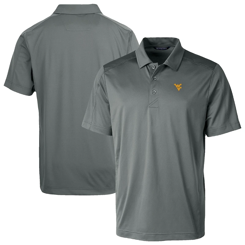 Men's Cutter & Buck Gray West Virginia Mountaineers Prospect Eco Textured Stretch Recycled Polo