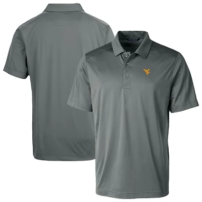 Men's Cutter & Buck Gray West Virginia Mountaineers Prospect Eco Textured Stretch Recycled Polo
