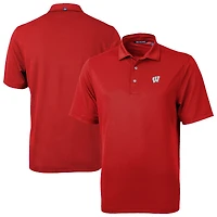Men's Cutter & Buck Red Wisconsin Badgers Virtue Eco Pique Recycled Polo