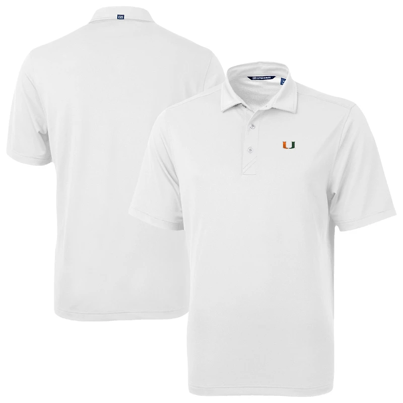 Men's Cutter & Buck White Miami Hurricanes Virtue Eco Pique Recycled Polo