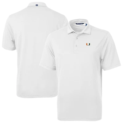 Men's Cutter & Buck White Miami Hurricanes Virtue Eco Pique Recycled Polo