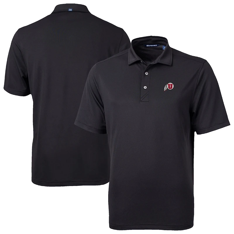 Men's Cutter & Buck Black Utah Utes Virtue Eco Pique Recycled Polo