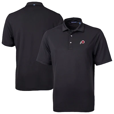 Men's Cutter & Buck Black Utah Utes Virtue Eco Pique Recycled Polo