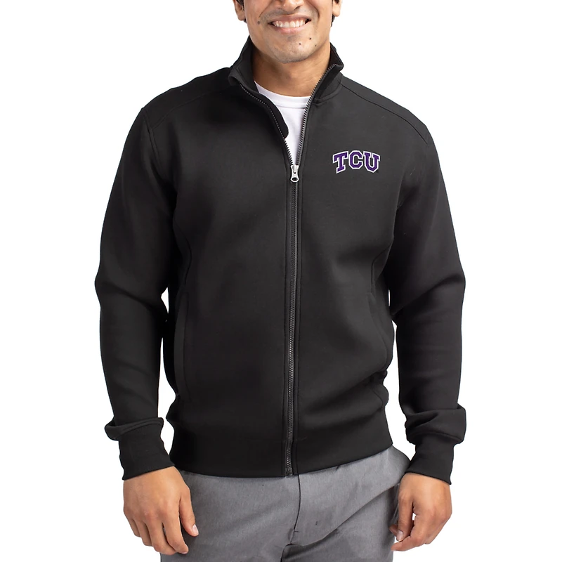 Men's Cutter & Buck  Black TCU Horned Frogs Roam Eco Recycled Full-Zip Jacket