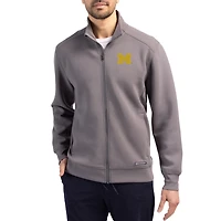 Men's Cutter & Buck  Gray Michigan Wolverines Roam Eco Recycled Full-Zip Jacket
