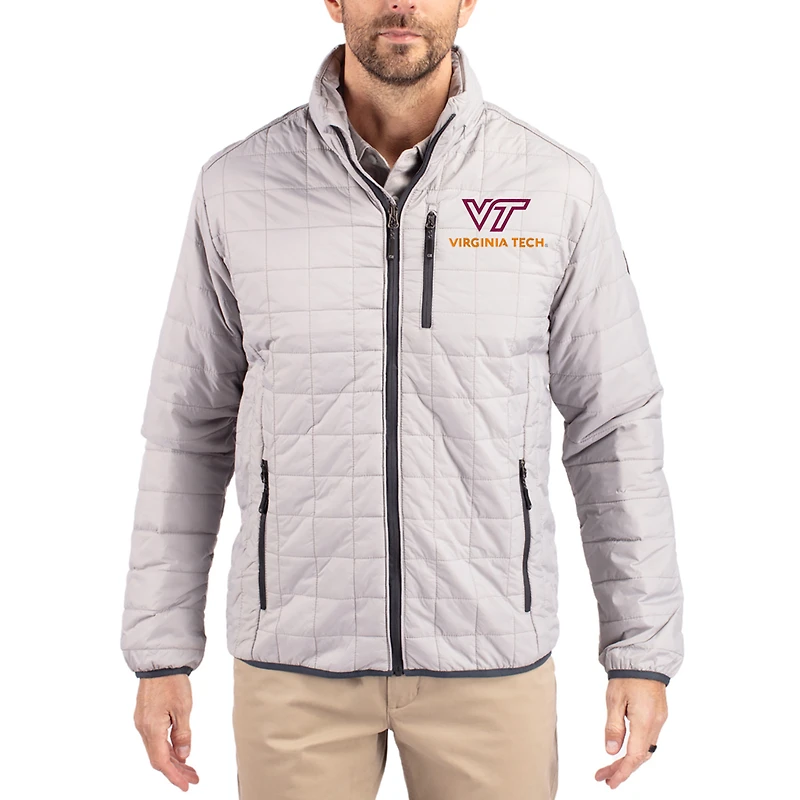 Men's Cutter & Buck Virginia Tech Hokies Rainier Eco Insulated PrimaLoft Full-Zip Puffer Jacket