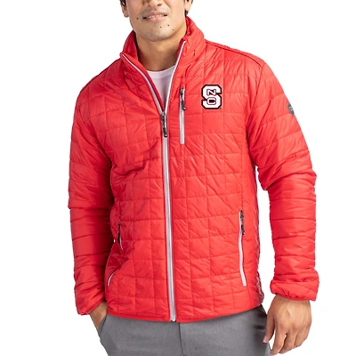 Men's Cutter & Buck  Red NC State Wolfpack Rainier Eco Insulated PrimaLoft Full-Zip Puffer Jacket