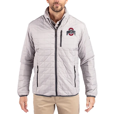 Men's Cutter & Buck Gray Ohio State Buckeyes Rainier Eco Insulated PrimaLoft Full-Zip Puffer Jacket