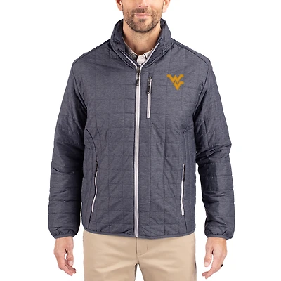 Men's Cutter & Buck  Anthracite West Virginia Mountaineers Rainier Eco Insulated PrimaLoft Full-Zip Puffer Jacket