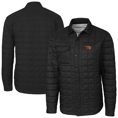Men's Cutter & Buck  Black Oregon State Beavers Ranier Eco Insulated PrimaLoft Full-Snap Shacket