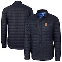 Men's Cutter & Buck  Navy Syracuse Orange Ranier Eco Insulated PrimaLoft Full-Snap Shacket