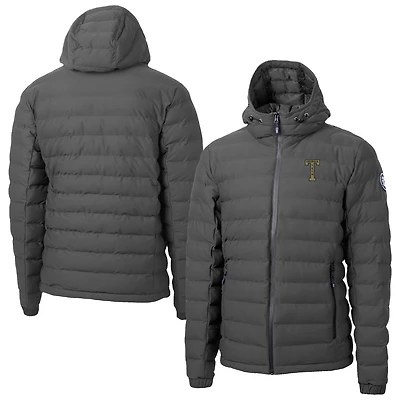 Men's Cutter & Buck  Gray Georgia Tech Yellow Jackets Mission Ridge Eco Insulated Repreve Hooded Full-Zip Puffer Jacket