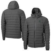 Men's Cutter & Buck Gray Michigan State Spartans Mission Ridge Eco Insulated Repreve Hooded Full-Zip Puffer Jacket