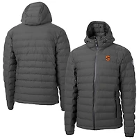 Men's Cutter & Buck  Gray Syracuse Orange Mission Ridge Eco Insulated Repreve Hooded Full-Zip Puffer Jacket