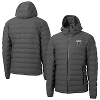 Men's Cutter & Buck  Gray Howard Bison Mission Ridge Eco Insulated Repreve Hooded Full-Zip Puffer Jacket