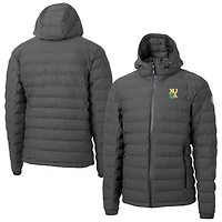 Men's Cutter & Buck  Gray Xavier University of Louisiana Gold Rush Mission Ridge Eco Insulated Repreve Hooded Full-Zip Puffer Jacket