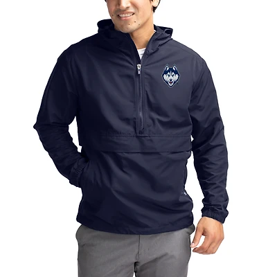 Men's Cutter & Buck Navy UConn Huskies Charter Eco Recycled Half-Zip Anorak Jacket