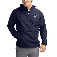 Men's Cutter & Buck Navy UConn Huskies Charter Eco Recycled Half-Zip Anorak Jacket