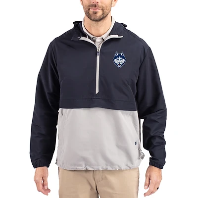 Men's Cutter & Buck Navy UConn Huskies Charter Eco Recycled Half-Zip Anorak Jacket