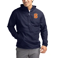 Men's Cutter & Buck Navy Syracuse Orange Charter Eco Recycled Half-Zip Anorak Jacket