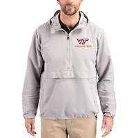 Men's Cutter & Buck Gray Virginia Tech Hokies Charter Eco Recycled Half-Zip Anorak Jacket