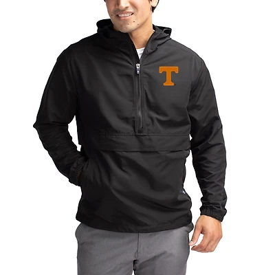 Men's Cutter & Buck Black Tennessee Volunteers Charter Eco Recycled Half-Zip Anorak Jacket