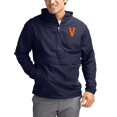 Men's Cutter & Buck Navy Virginia Cavaliers Charter Eco Recycled Half-Zip Anorak Jacket