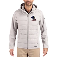 Men's Cutter & Buck Blue Delaware Fightin' Hens Evoke Hybrid Eco Softshell Recycled Full Zip Hooded Jacket