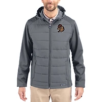 Men's Cutter & Buck Gray Oregon State Beavers Evoke Hybrid Eco Softshell Recycled Full Zip Hooded Jacket