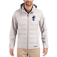 Men's Cutter & Buck Kansas Jayhawks Evoke Hybrid Eco Softshell Recycled Full Zip Hooded Jacket