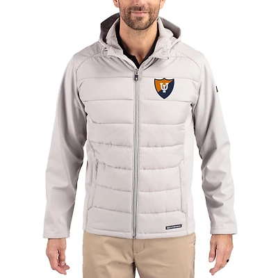 Men's Cutter & Buck Illinois Fighting Illini Evoke Hybrid Eco Softshell Recycled Full Zip Hooded Jacket