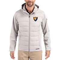 Men's Cutter & Buck Illinois Fighting Illini Evoke Hybrid Eco Softshell Recycled Full Zip Hooded Jacket