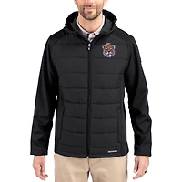 Men's Cutter & Buck Black LSU Tigers Evoke Hybrid Eco Softshell Recycled Full Zip Hooded Jacket