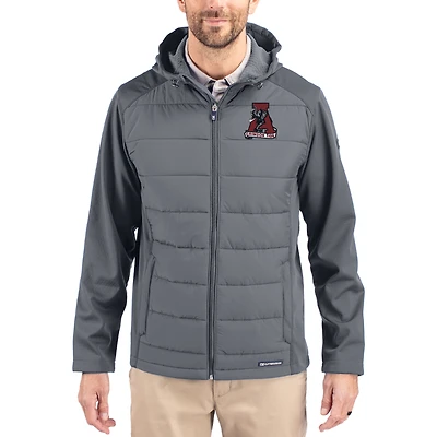 Men's Cutter & Buck Alabama Crimson Tide Evoke Hybrid Eco Softshell Recycled Full Zip Hooded Jacket