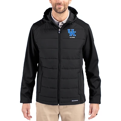 Men's Cutter & Buck Black Kentucky Wildcats Evoke Hybrid Eco Softshell Recycled Full Zip Hooded Jacket