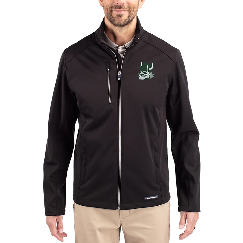 Men's Cutter & Buck Black Portland State Vikings Evoke Eco Softshell Recycled Full-Zip Jacket