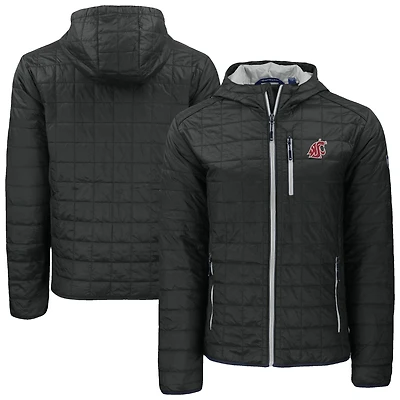 Men's Cutter & Buck  Black Washington State Cougars Rainier Eco PrimaLoft Hooded Full-Zip Jacket