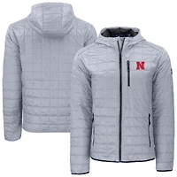 Men's Cutter & Buck  Gray Nebraska Huskers Rainier Eco PrimaLoft Hooded Full-Zip Jacket