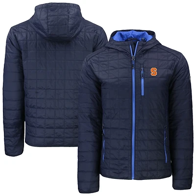 Men's Cutter & Buck  Navy Syracuse Orange Rainier Eco PrimaLoft Hooded Full-Zip Jacket