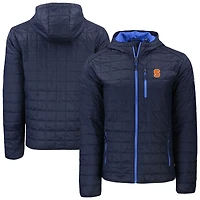 Men's Cutter & Buck  Navy Syracuse Orange Rainier Eco PrimaLoft Hooded Full-Zip Jacket