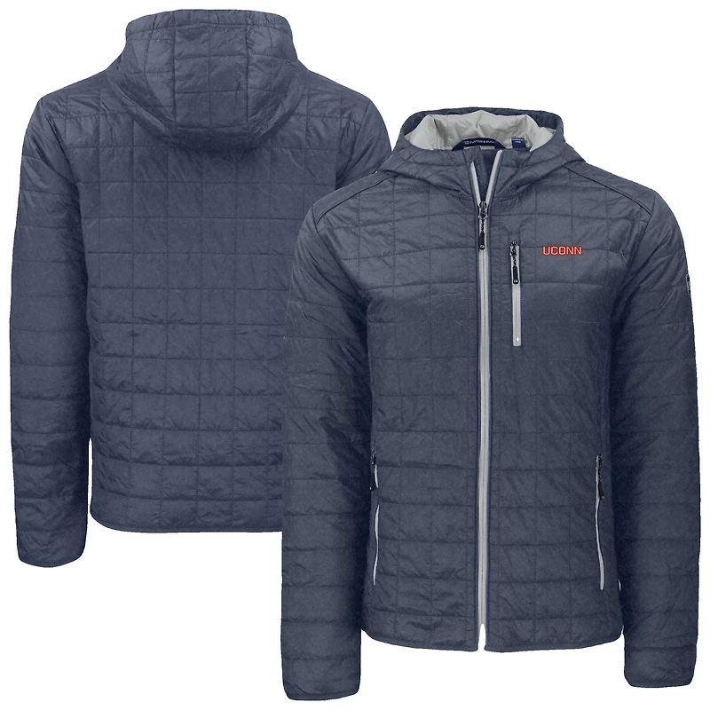 Men's Cutter & Buck  Anthracite UConn Huskies Rainier Eco PrimaLoft Hooded Full-Zip Jacket