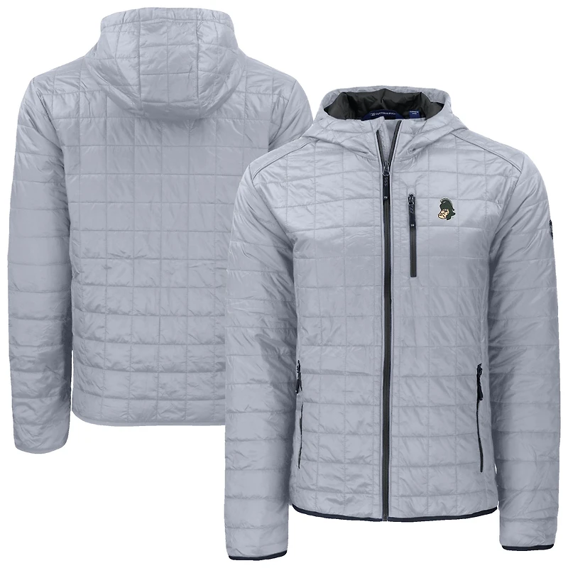 Men's Cutter & Buck  Gray Michigan State Spartans Rainier Eco PrimaLoft Hooded Full-Zip Jacket