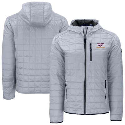 Men's Cutter & Buck  Gray Virginia Tech Hokies Rainier Eco PrimaLoft Hooded Full-Zip Jacket