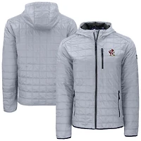 Men's Cutter & Buck  Gray Louisville Cardinals Rainier Eco PrimaLoft Hooded Full-Zip Jacket